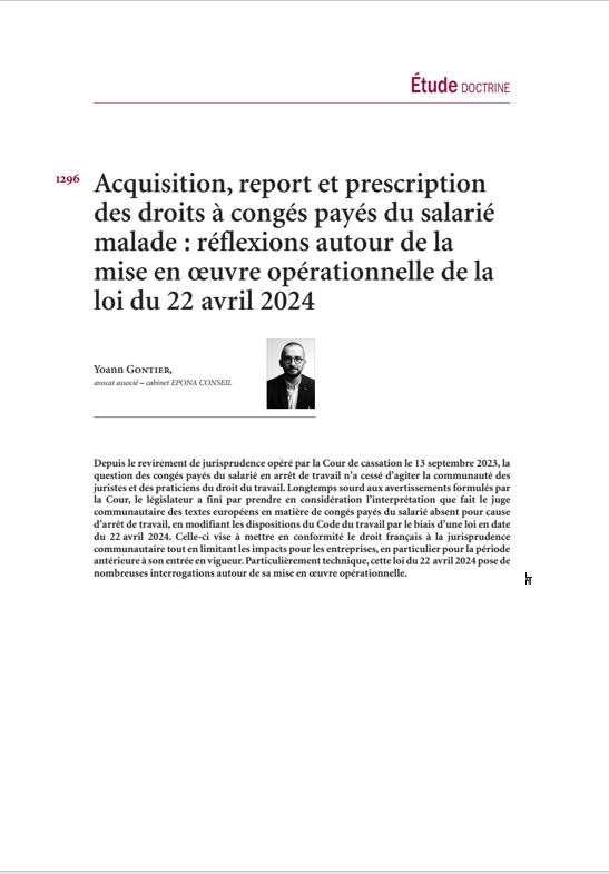 Acquisition, report et prescription des droits à congés payés du salarié malade